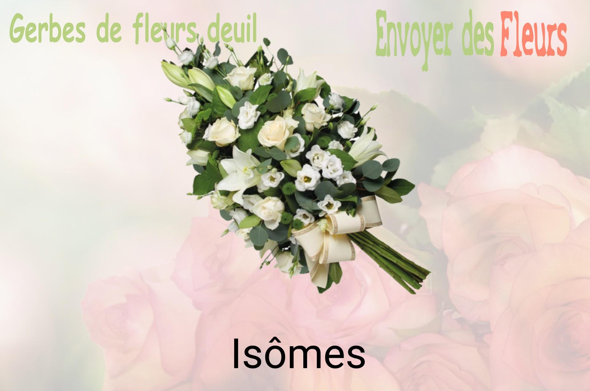 Gerbe de fleurs de deuil livrée à Isômes